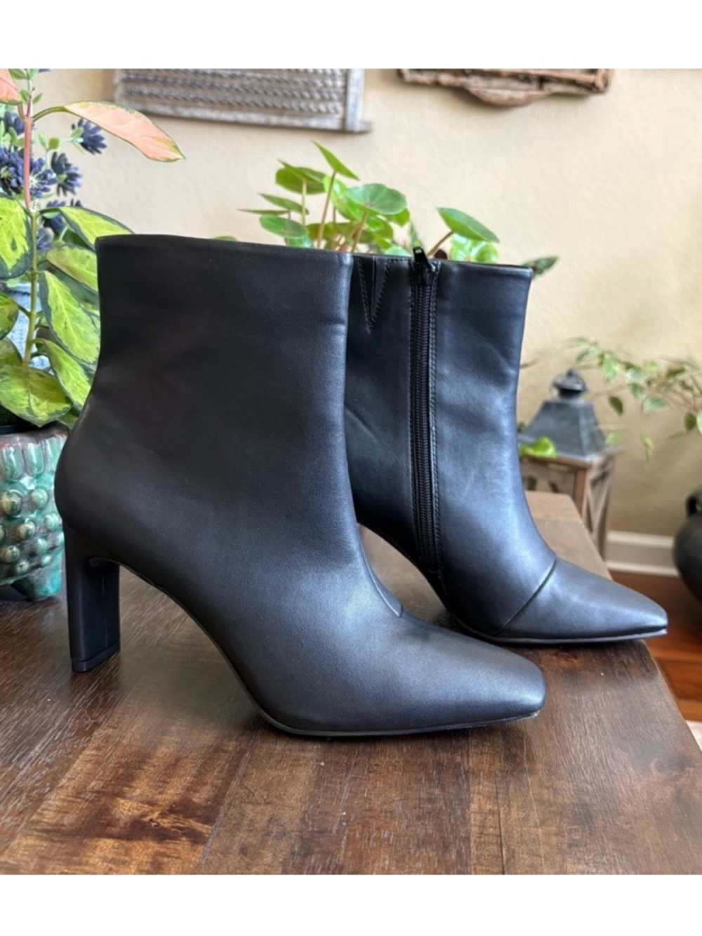 NWOB Alfani Womens Terrie Faux Leather Block Heel Ankle Boots Booties Black